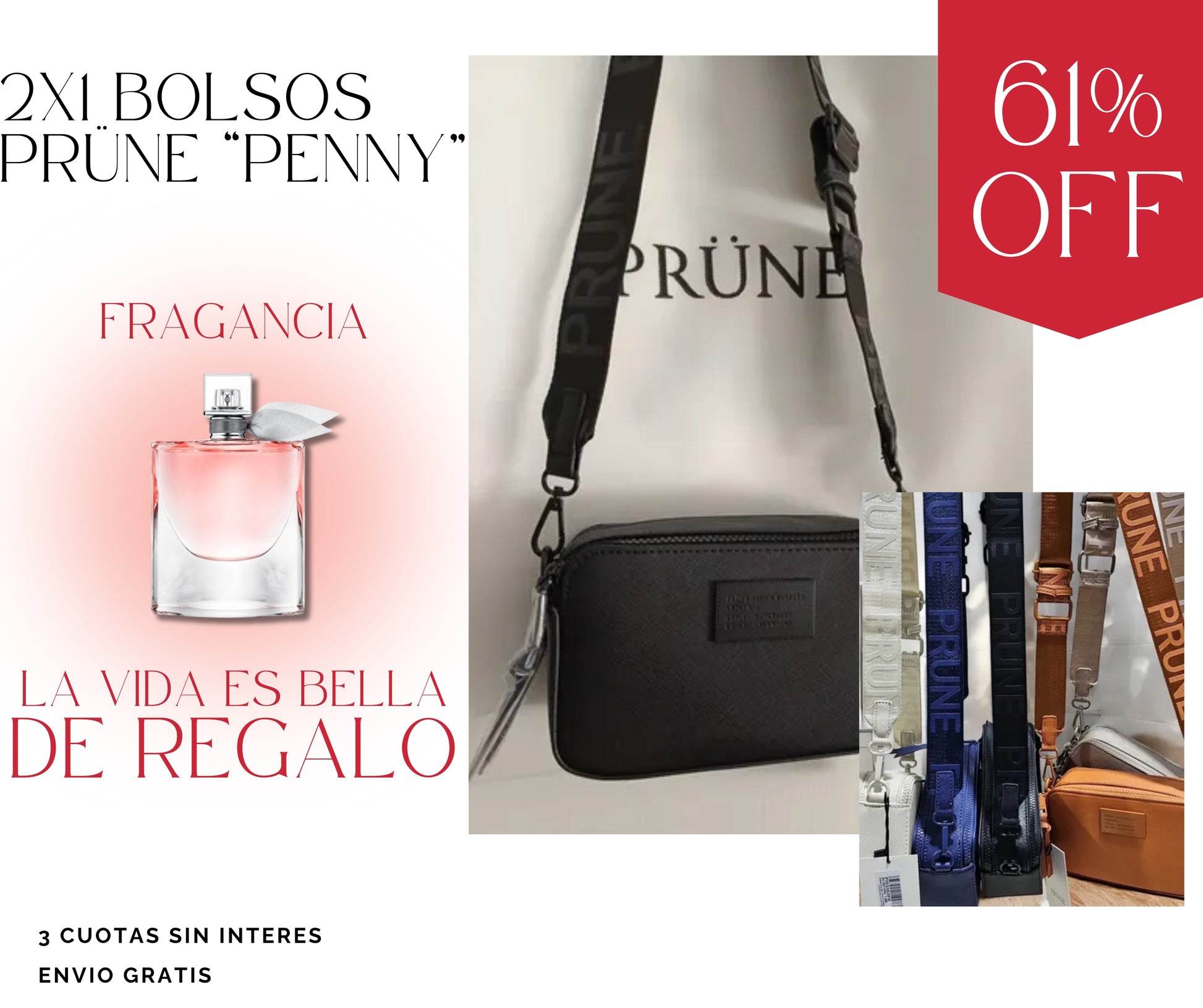 PRUNE 2X1: 2 Bolsos PRUNE + PERFUME DE REGALO